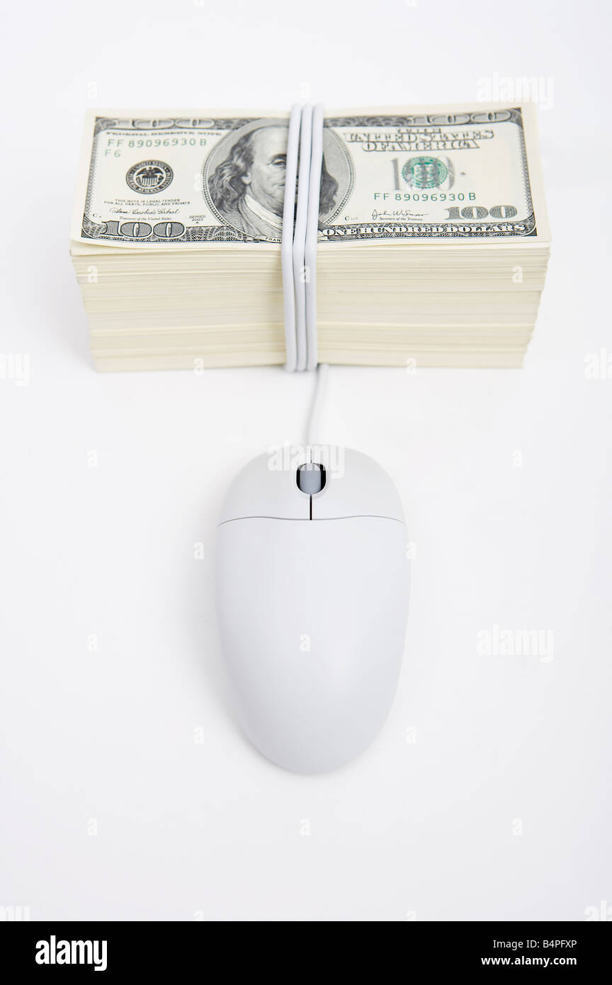 Computer mouse with US dollar bills Stock Photo Alamy