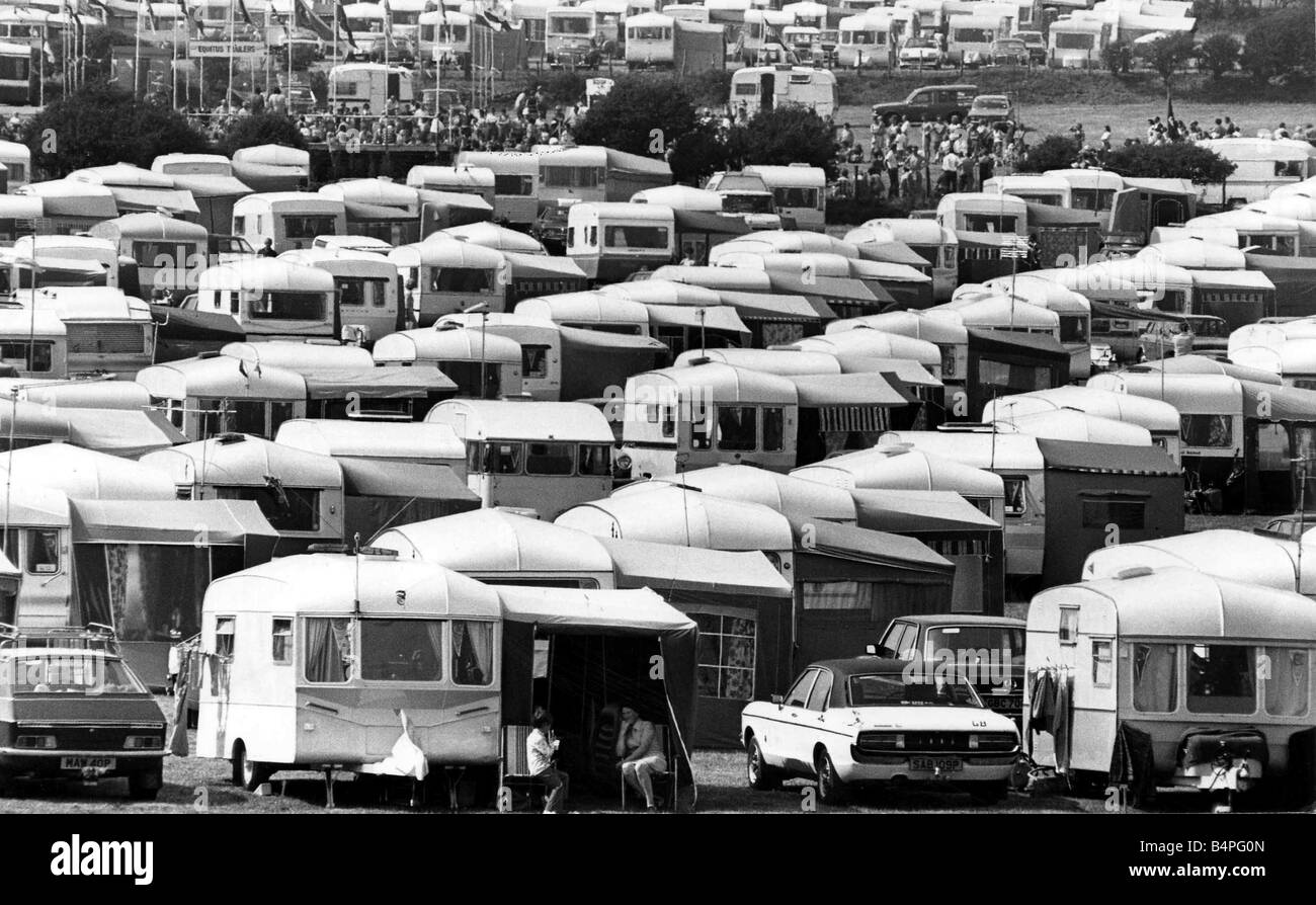 Picture shows rows of caravans at Gower 30th July 1980 Stock Photo Alamy