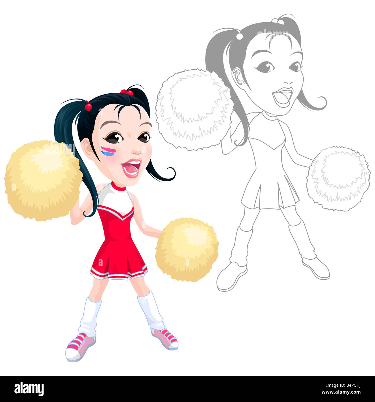 Representation of a cheerleader with pom-pom Stock Photo - Alamy