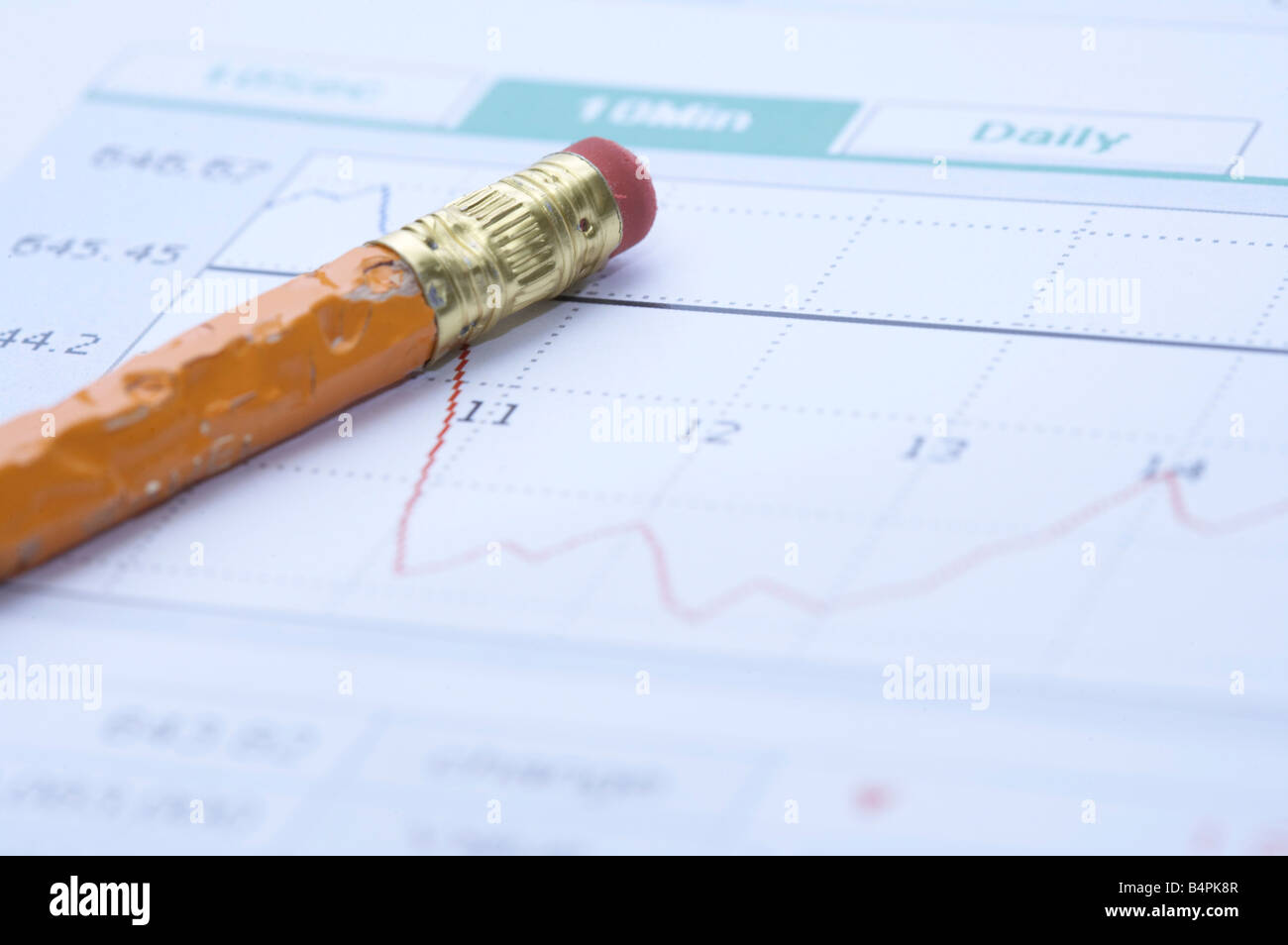 Financial paper with pencil Stock Photo Alamy