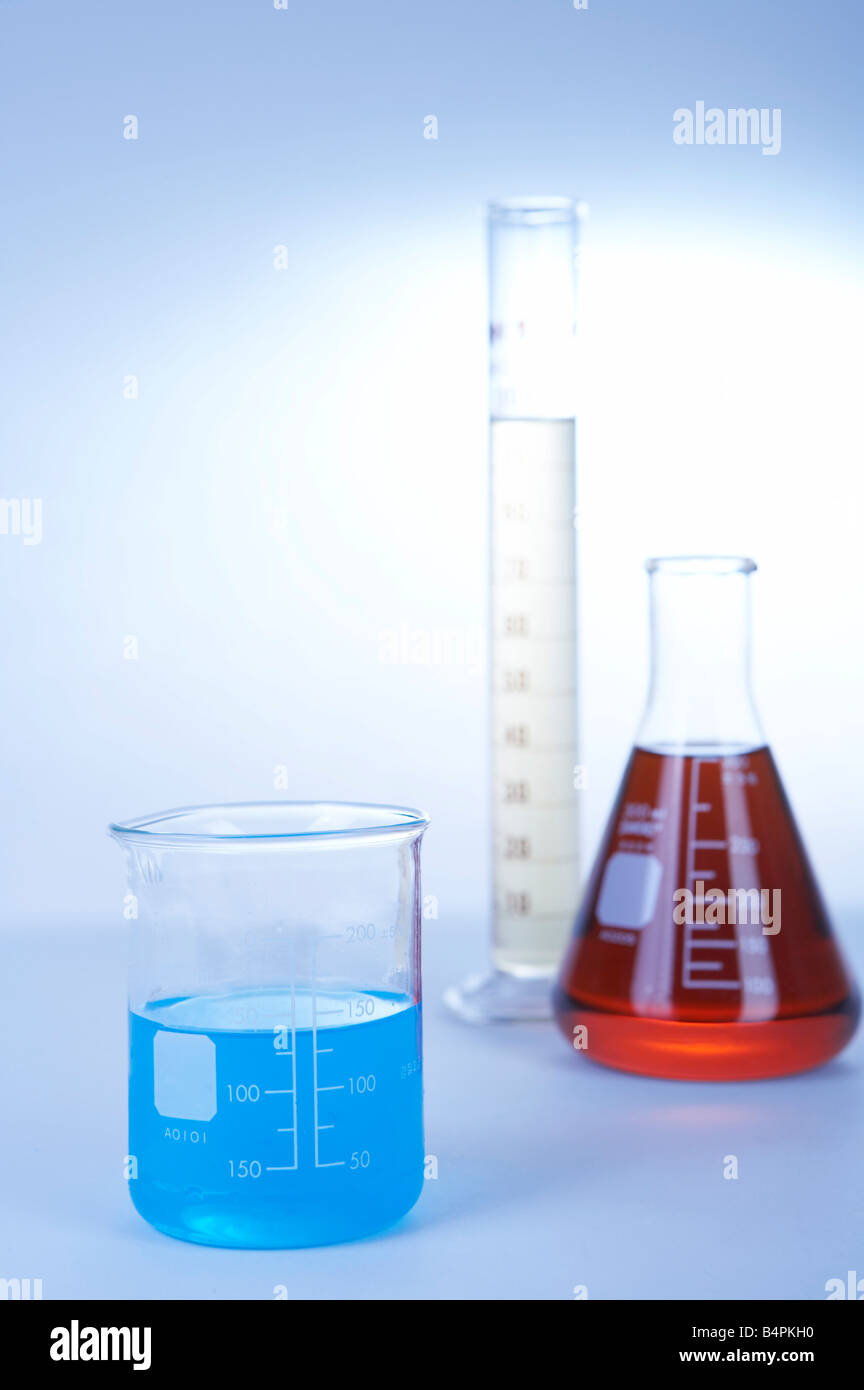 Laboratory glassware with reagents Stock Photo Alamy
