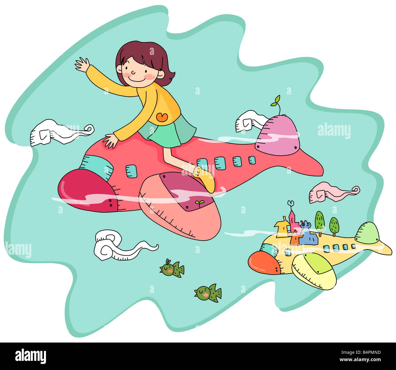 Representation of a girl sitting on airplane Stock Photo - Alamy