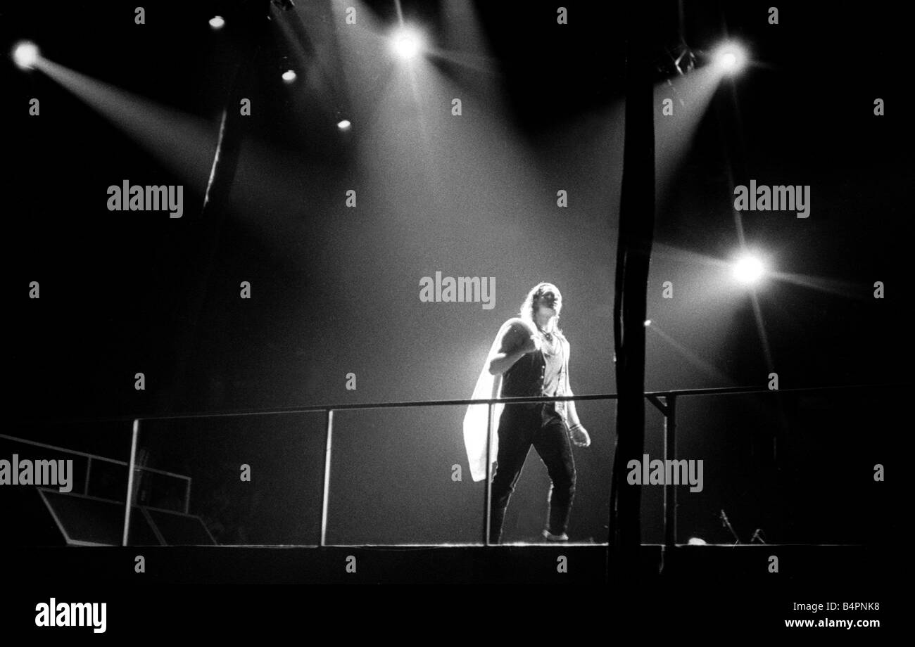 Rock group U2 in concert in USA May 1987 Bono under the spotlight Stock