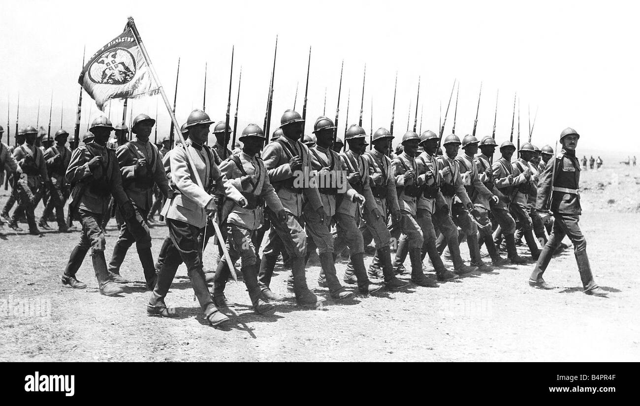1st Regiment of the Serbian Army at Salonika 1917 World War One Stock Photo