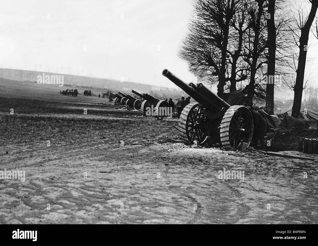 British guns line up ready for the final push into Germany during World