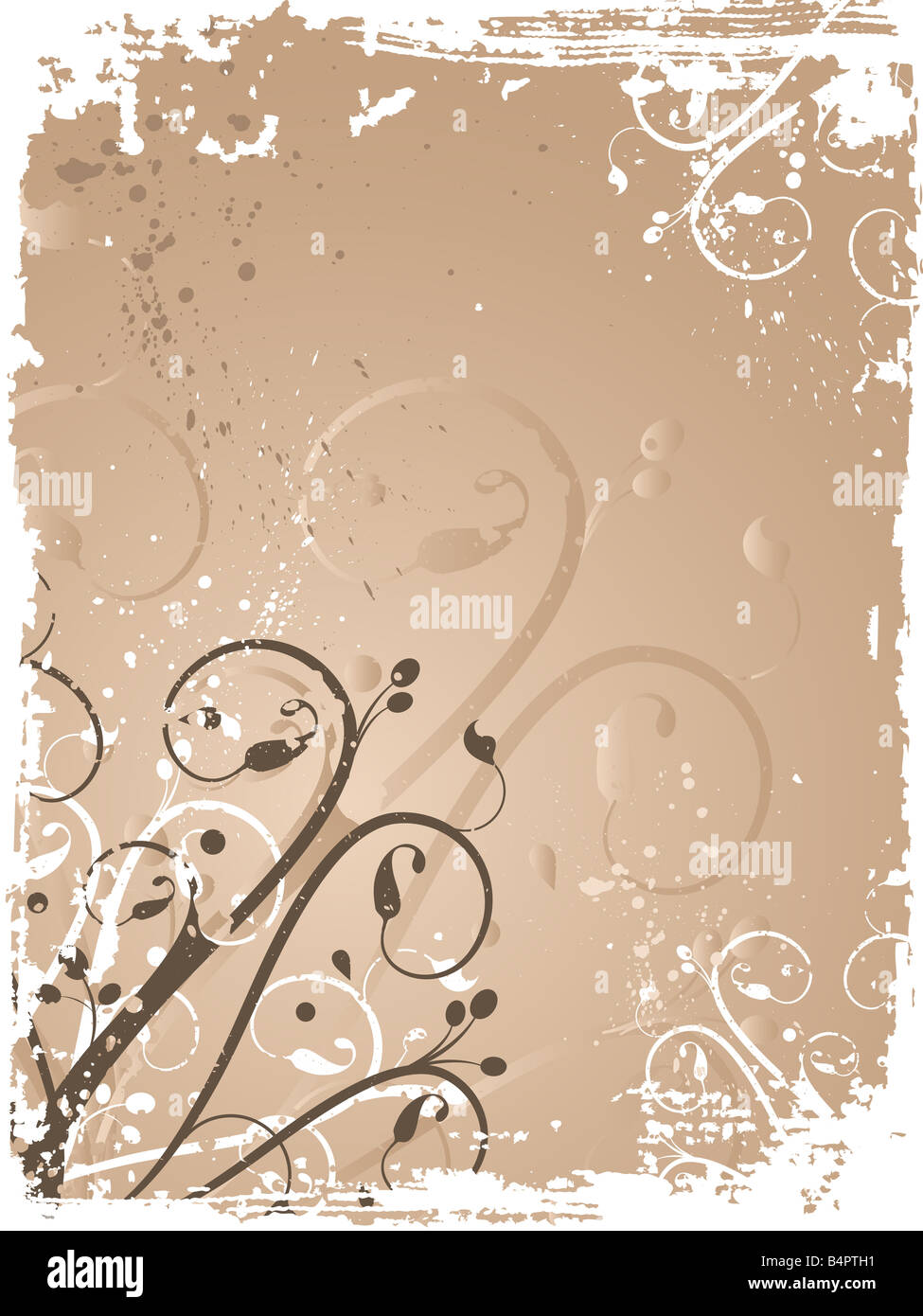Floral design on grunge background Stock Photo - Alamy