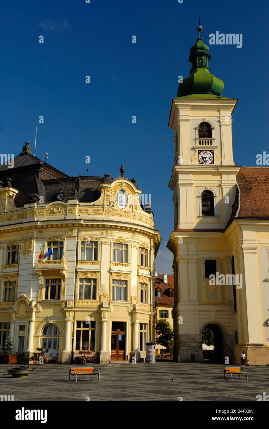 Bell tower of the Roman Catholic Church on Piata Mare Sibiu