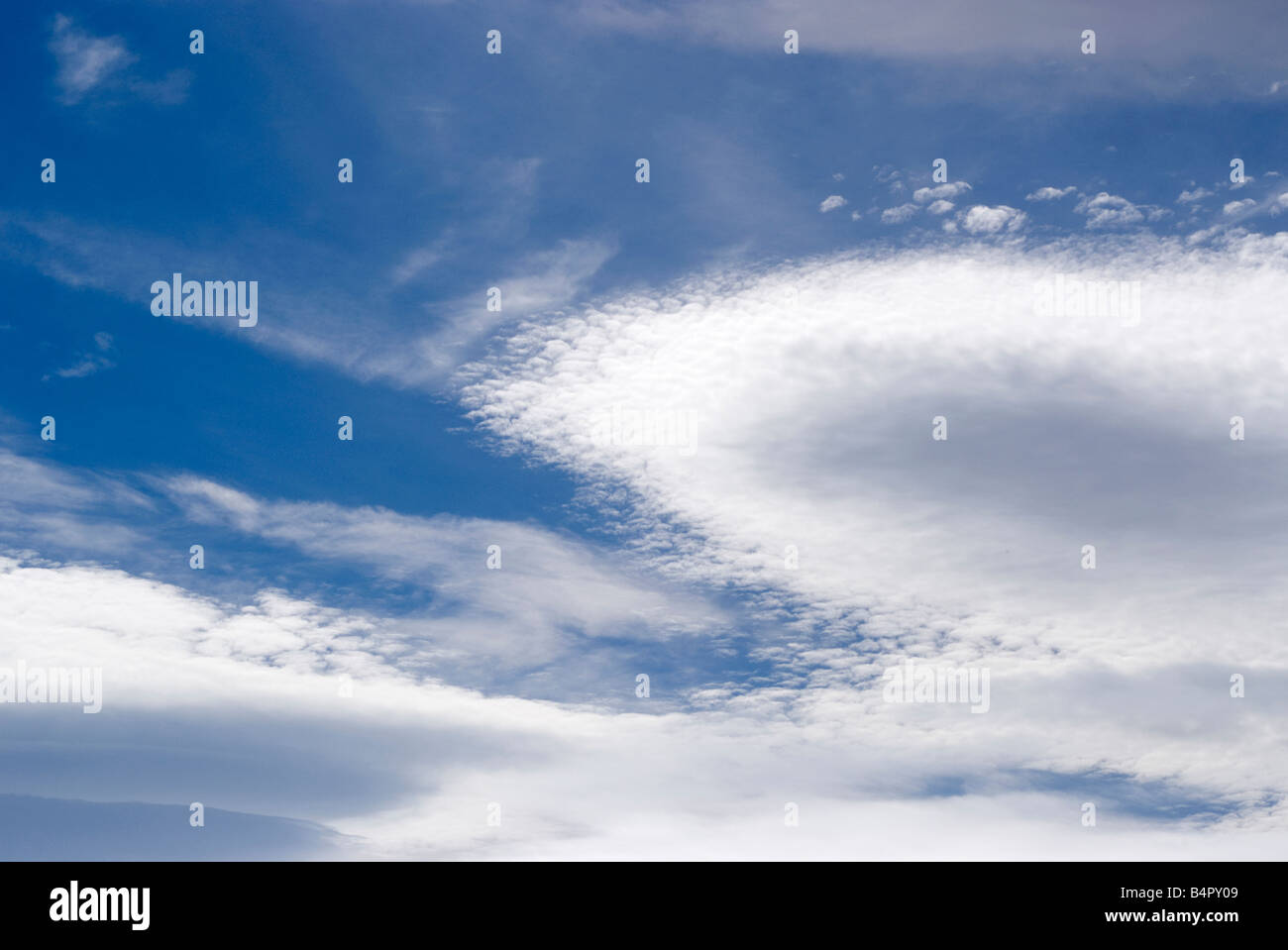 Beautifully Patterned Cirrocumulus Clouds in a Clear Blue Cheshire Sky at Alsagerweather pattern England United Kingdom Stock Photo