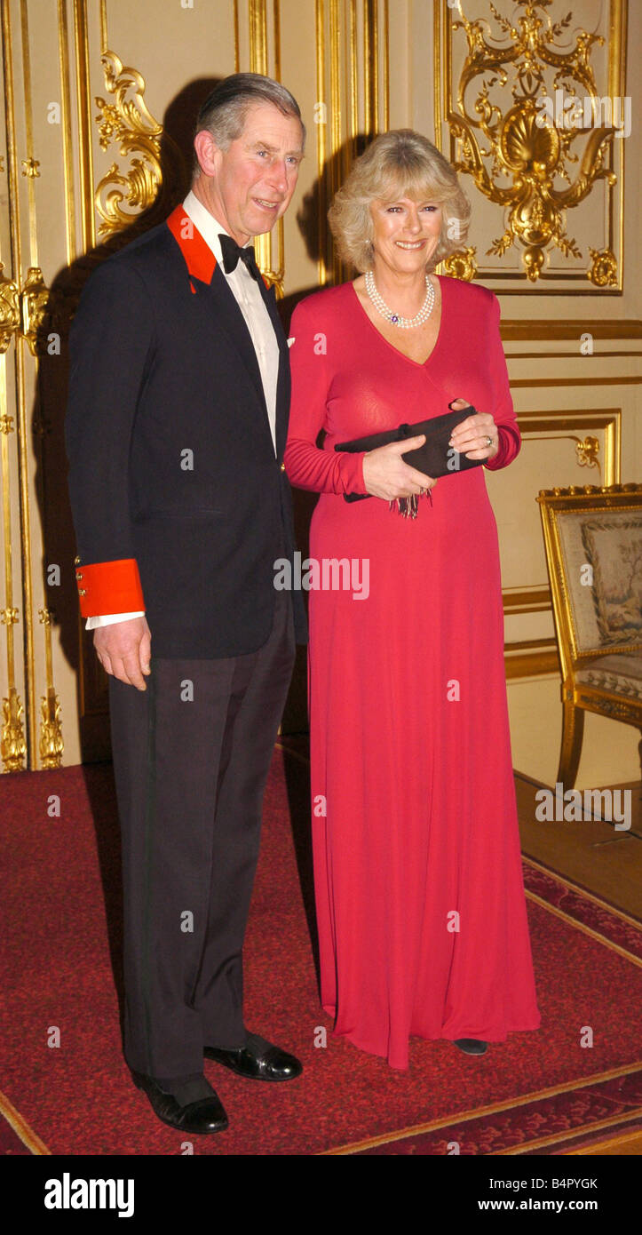 Prince Charles with bride to be Mrs Camilla Parker Bowles at tonights reception in Windsor castle Stock Photo