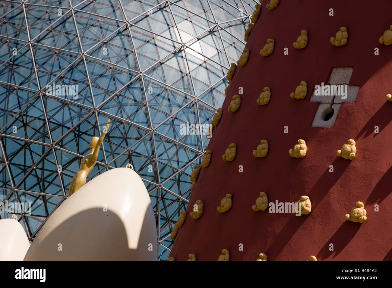 Roof, glass dome and wall detail of Dali Museum, Figueras, Spain Stock Photo