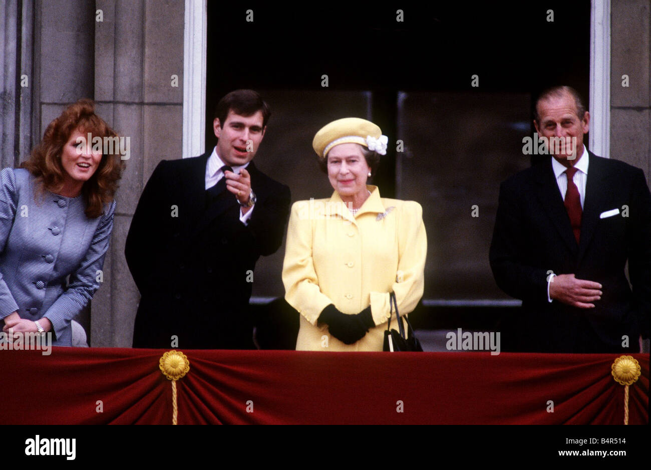 The Queen 60th birthbay celebrations Buckingham Prince Philip Prince Andrew Sarah Ferguson Stock Photo