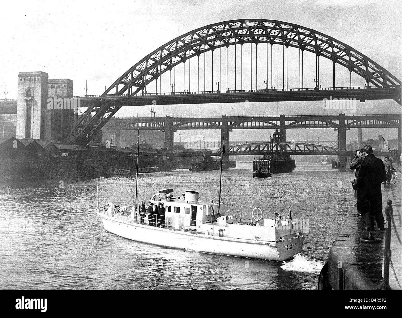 The yacht Elletra II on the River Tyne c 1955 Stock Photo