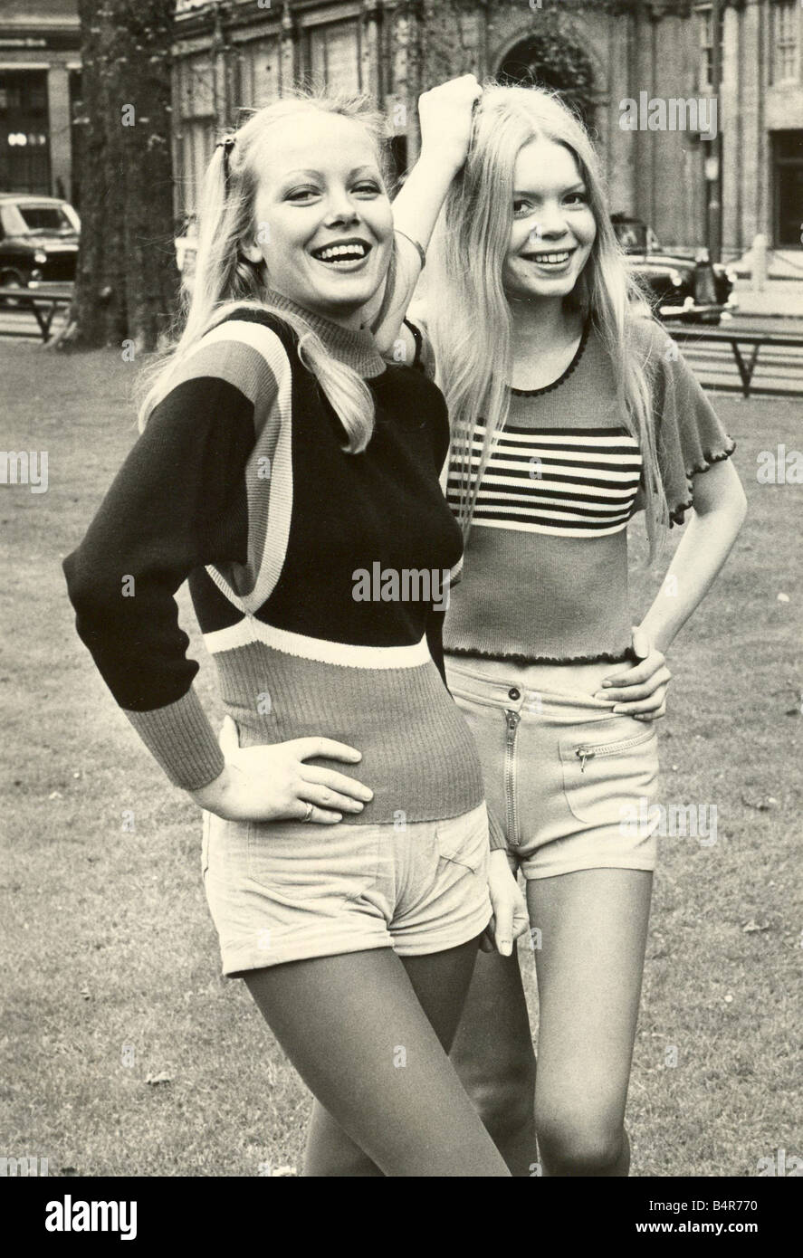 Women modelling hot pants Stock Photo 