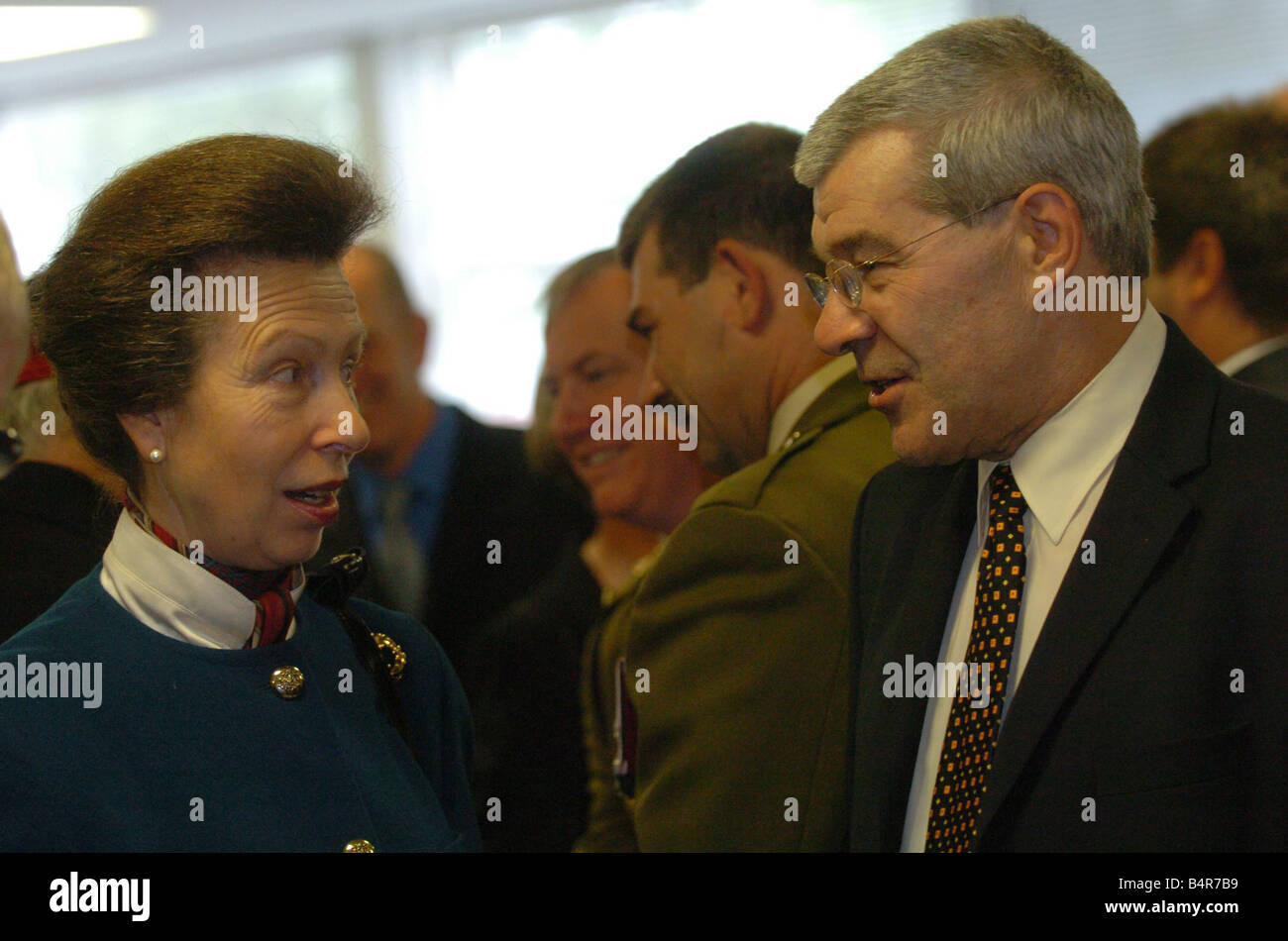 Royal North East visits 11 October 2005 The Princess Royal Princess Anne at the new Percy Hedley School Sports Academy The Princess chats to Malcolm MacDonald Stock Photo