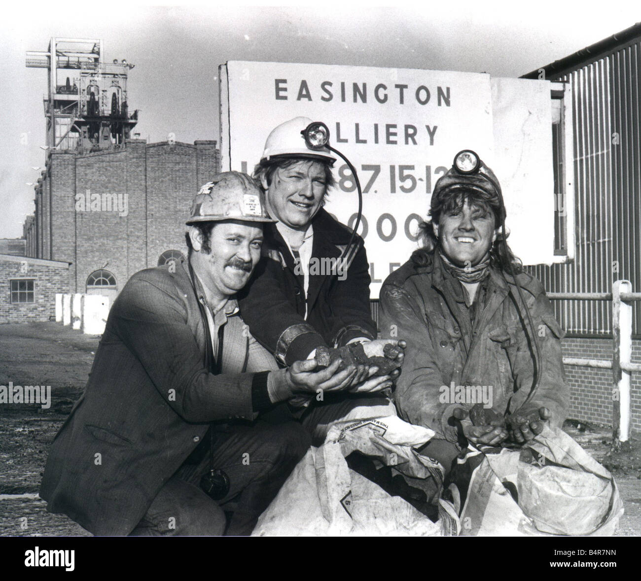 Miners at Easington Colliery County Durham celebrating the production