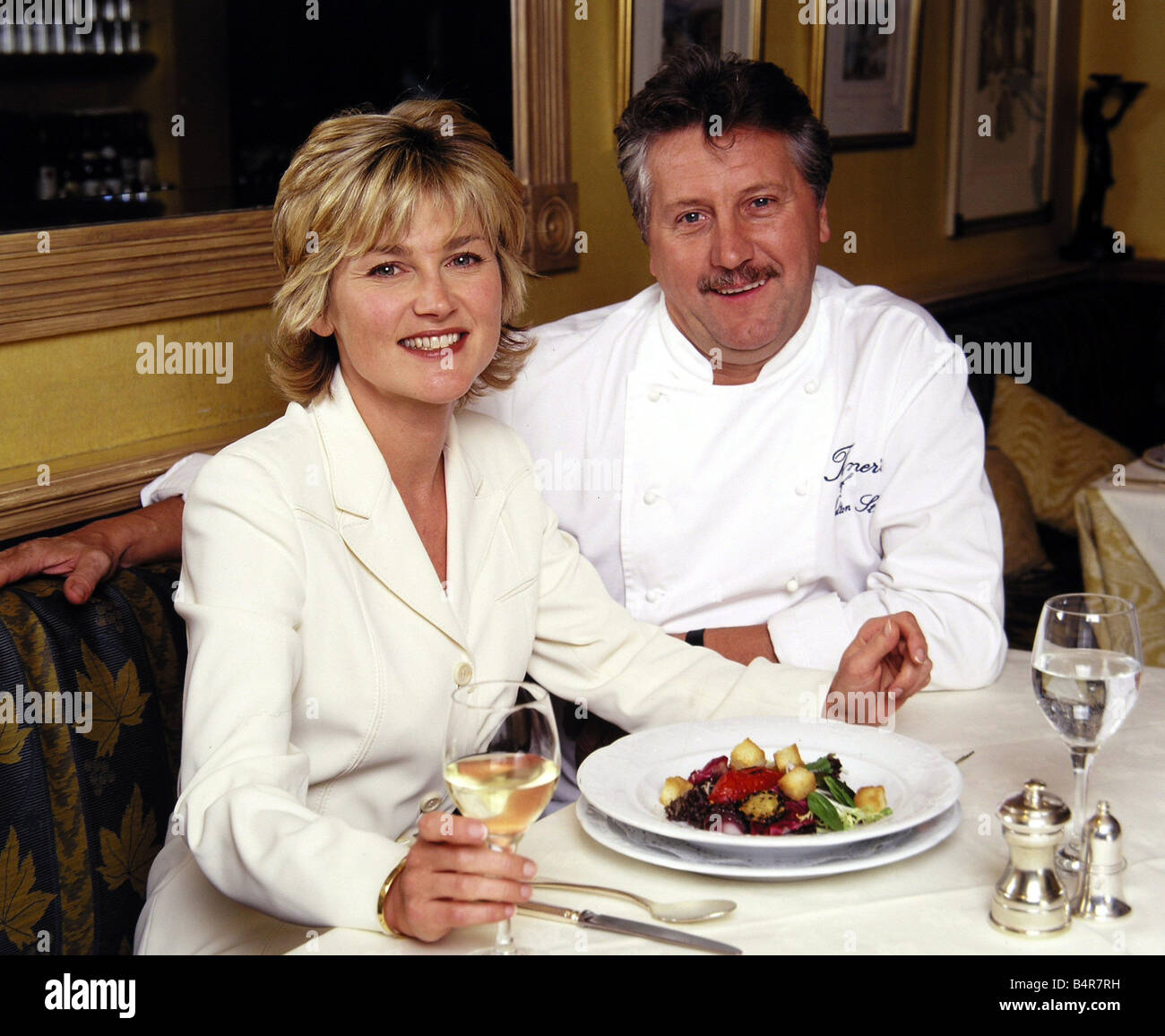 Anthea Turner TV Presenter with Chef Brian Turner TV presenter sitting