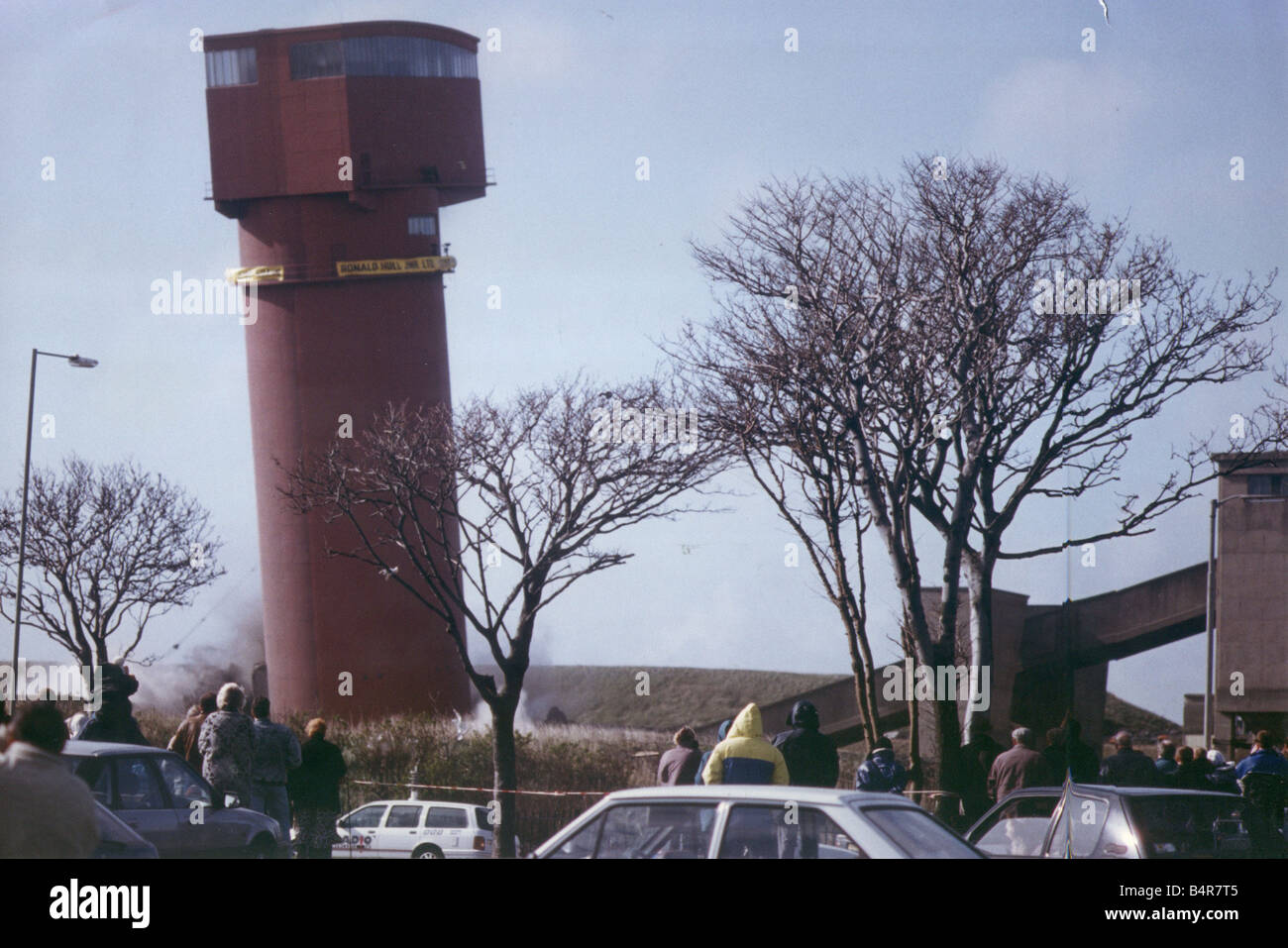 Crowds watch the demolition of Westoe Colliery South Shields in April