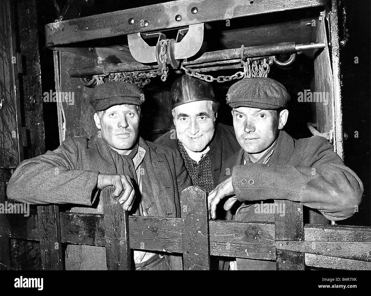 Frankie Clough left actor Leslie Sands centre and Bebby Bell on the set