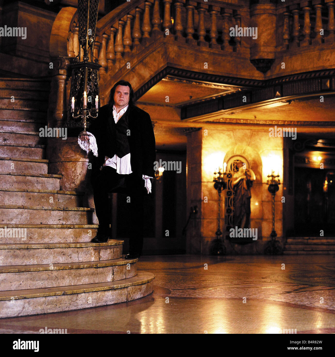 Meatloaf standing on staircase December 2001 Stock Photo