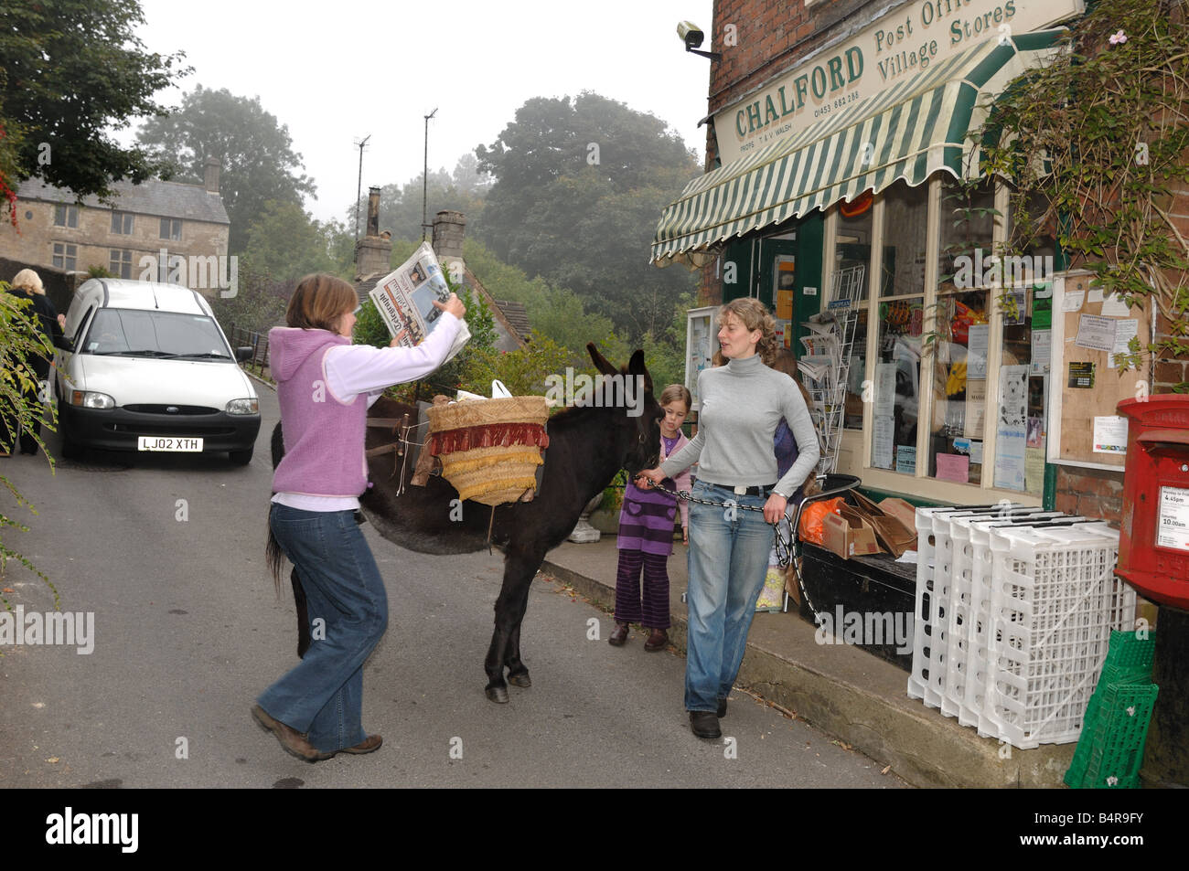 Delivering produce from the local community owned shop by donkey in