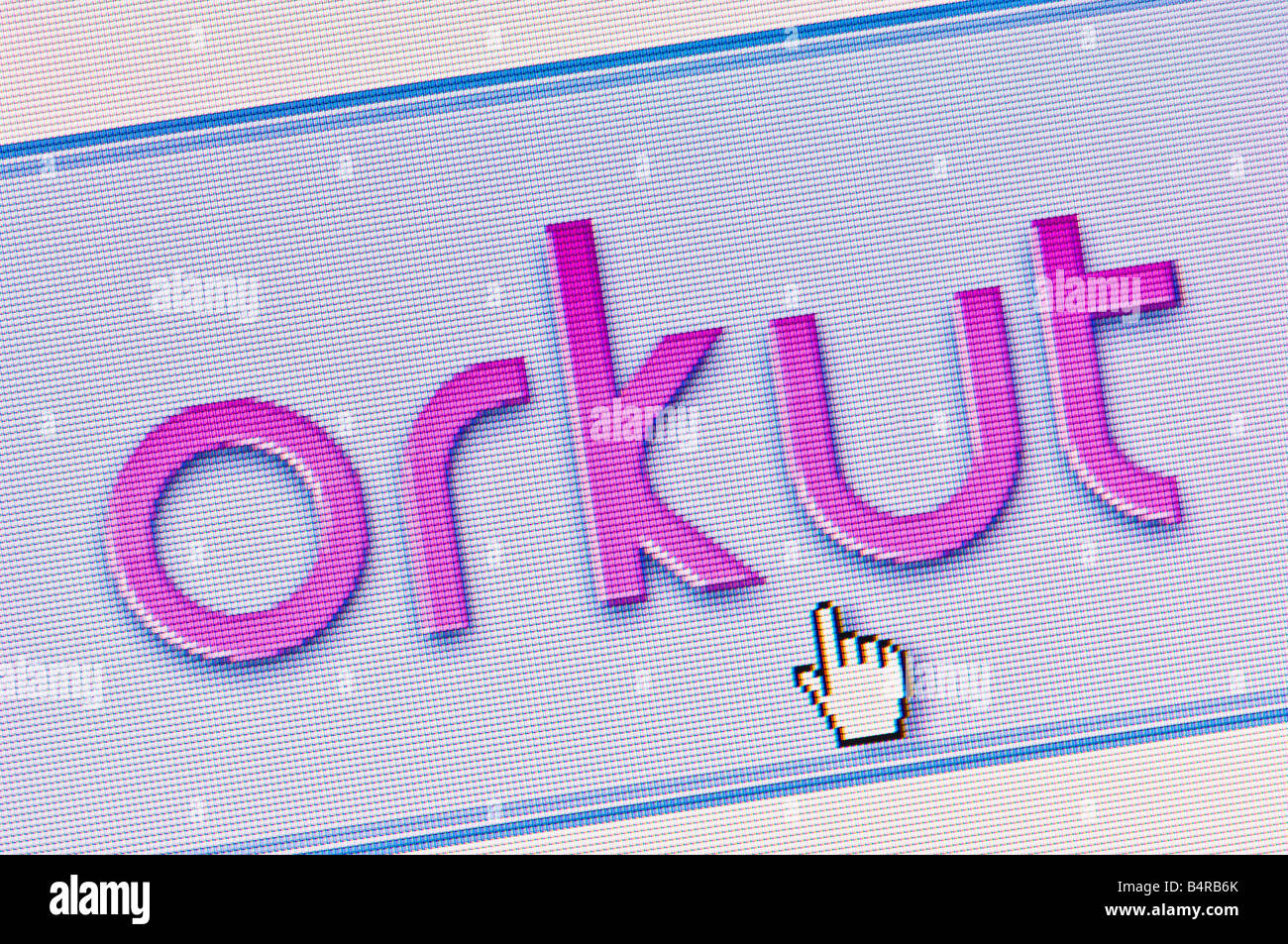 Macro screenshot of Orkut logo the social networking and discussion site operated by Google Editorial use only Stock Photo