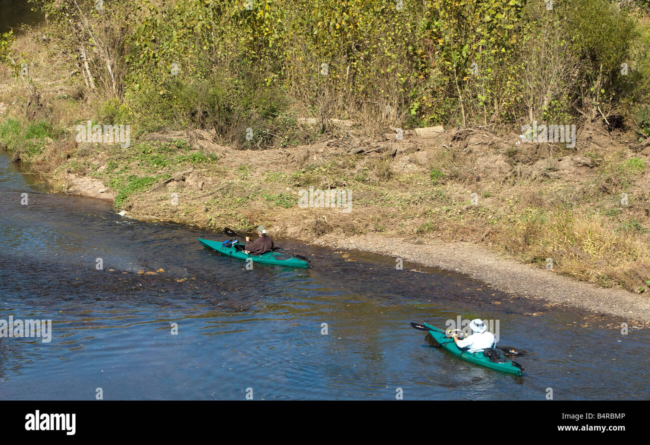 Kayak on the South Branch of the Raritan River New Jersey Stock Photo
