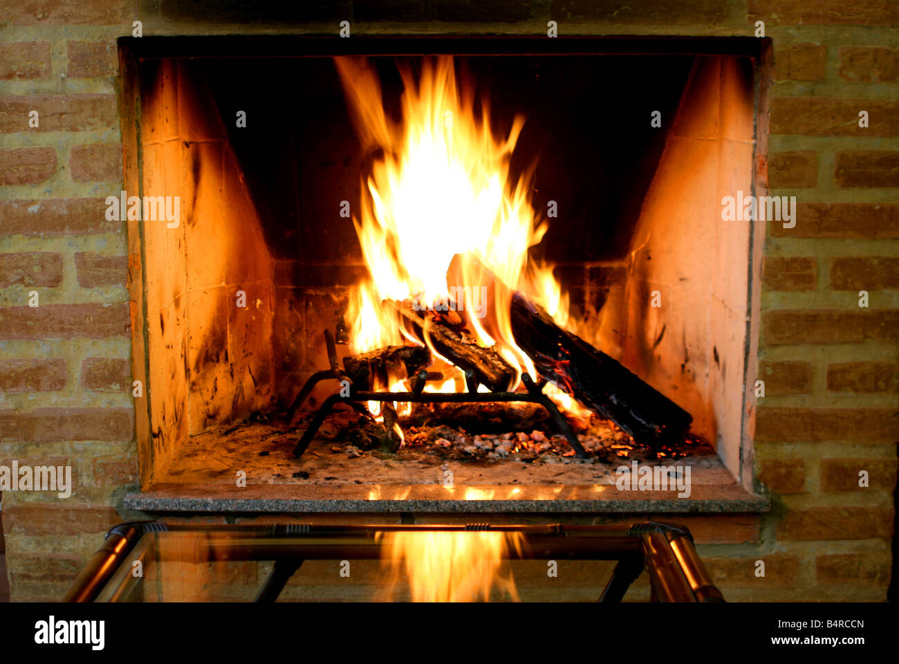 Brick fireplace fire color hi-res stock photography and images - Alamy