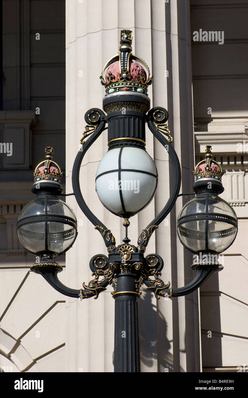 Lampstand outside Parliament Building Spring Street Melbourne Stock