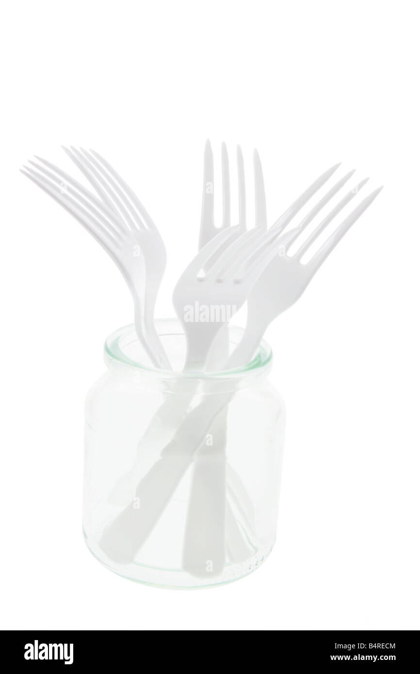 Plastic forks in holder Cut Out Stock Images & Pictures Alamy