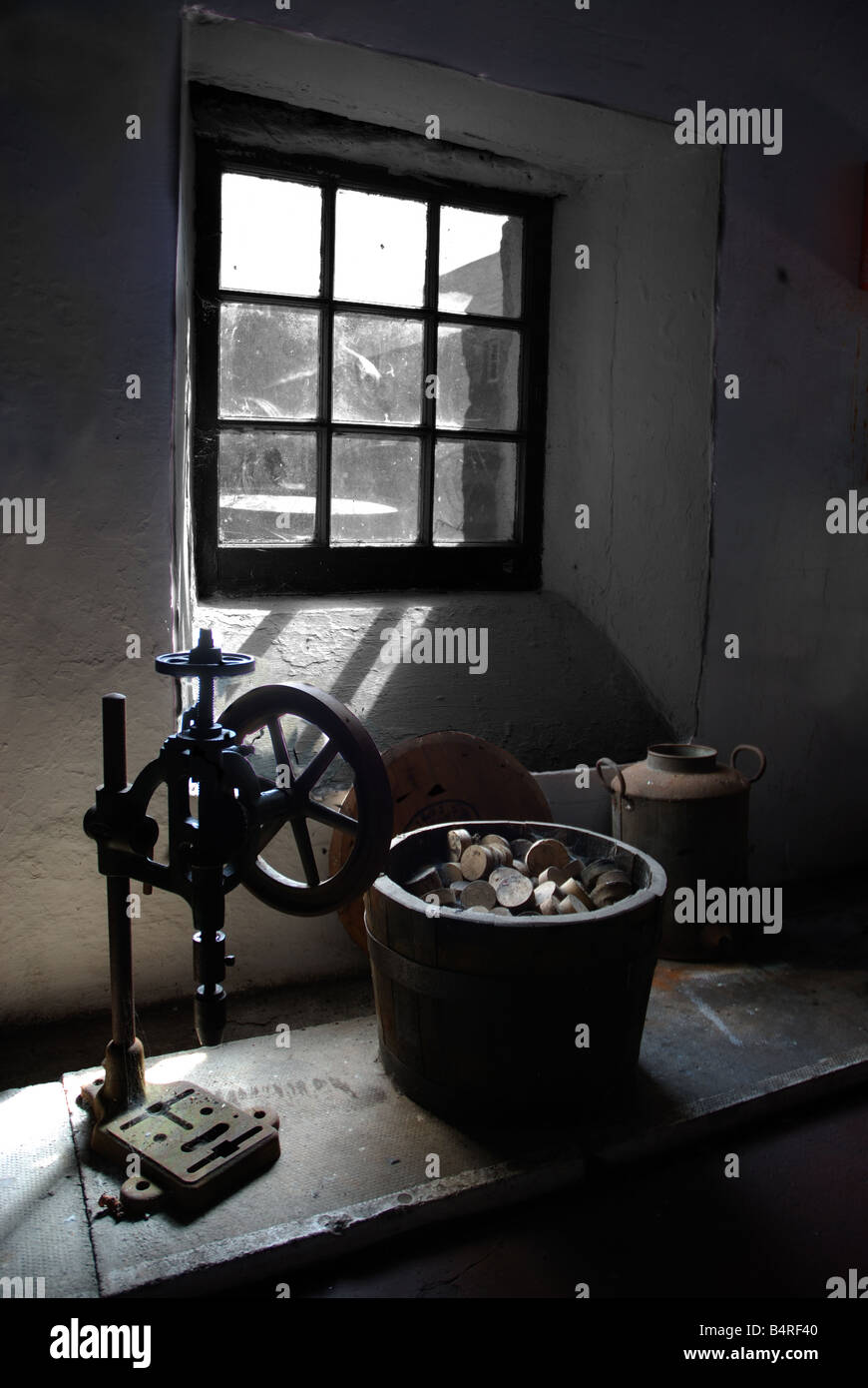 A corking machine used for making cork stoppers Stock Photo Alamy