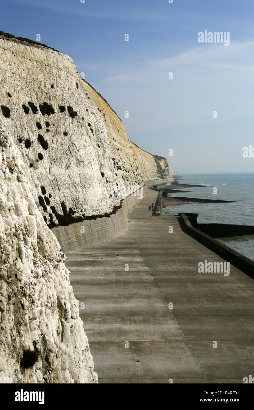 Coastal Defences and Chalk Cliffs at Peacehaven, East Sussex, UK Stock
