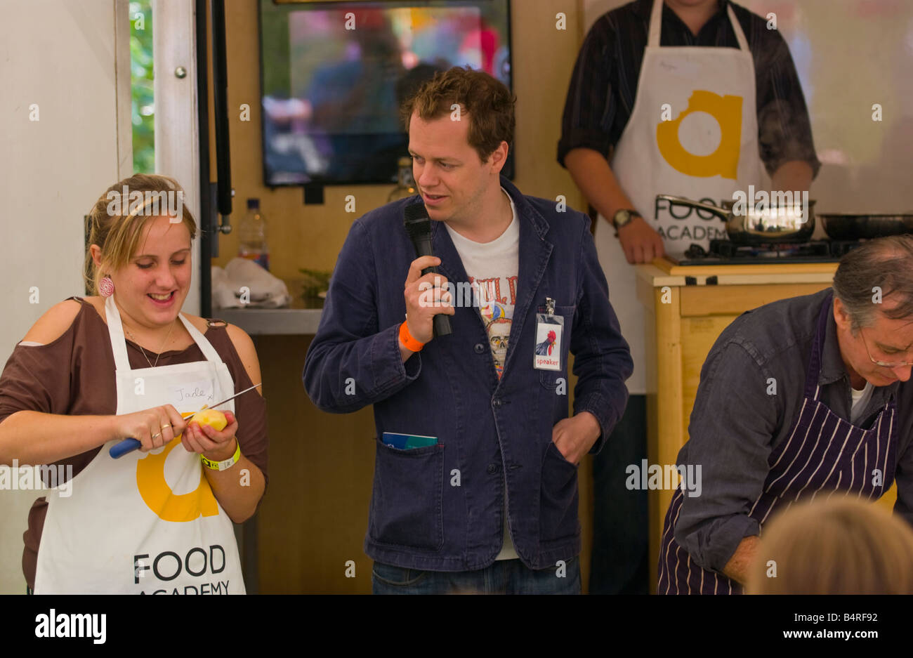 Tom Parker Bowles hosting a cookery contest at Abergavenny Food Festival Stock Photo