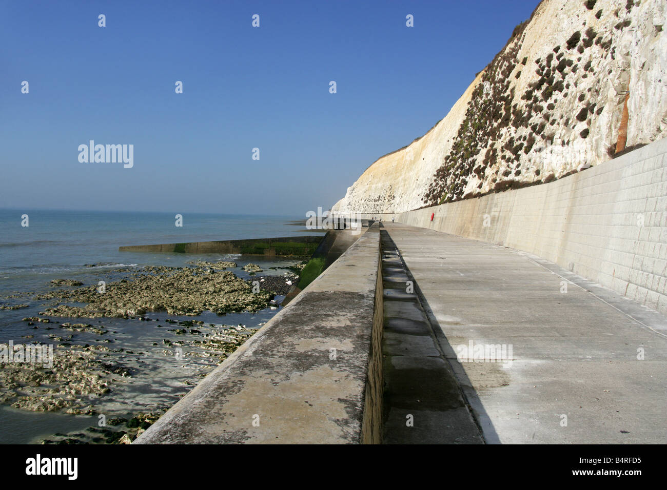 Coastal Defences, Beach and Chalk Cliffs at Peacehaven, East Sussex, UK