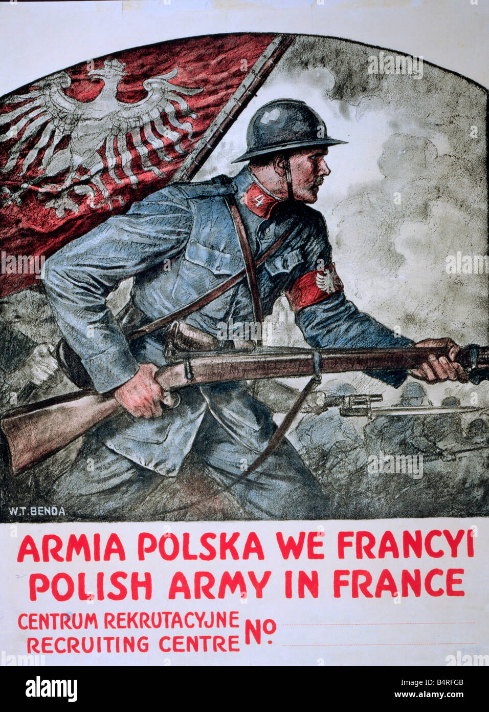 Polish Army in France - Recruiting Poster from World War I Stock Photo