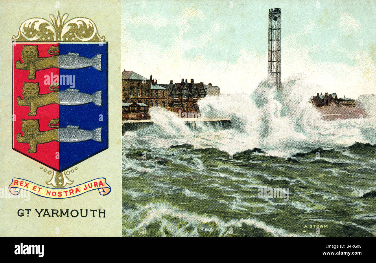 Old vintage British Topographical  Picture Postcard of Great Yarmouth 1900s FOR EDITORIAL USE ONLY Stock Photo