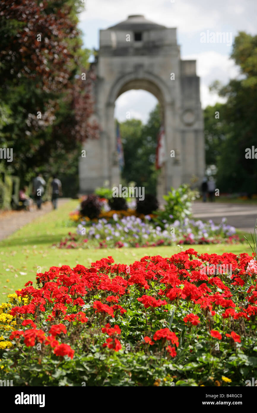City of Leicester, England. Floral display in the Peace Walk in