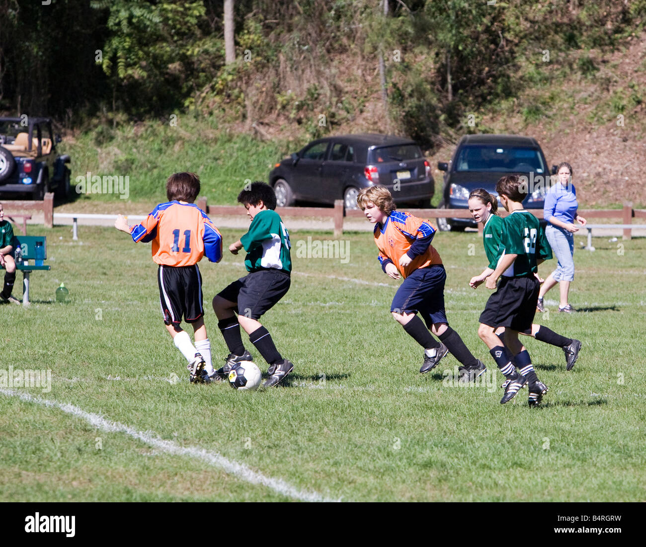 A Saturday league soccer football match game Stock Photo Alamy
