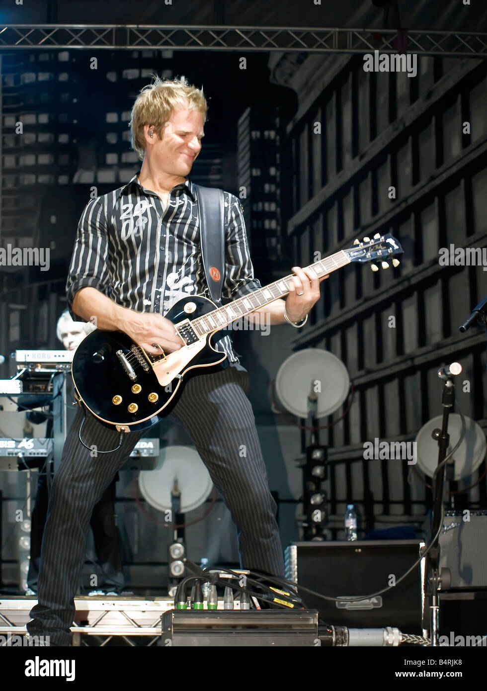 Duran Duran guitarist Dom Brown live on stage in Malta on 26th July