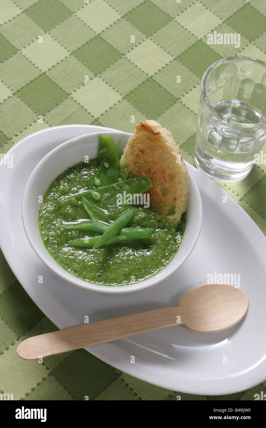 Creamed snowpeas, beans and peas, Italy Stock Photo