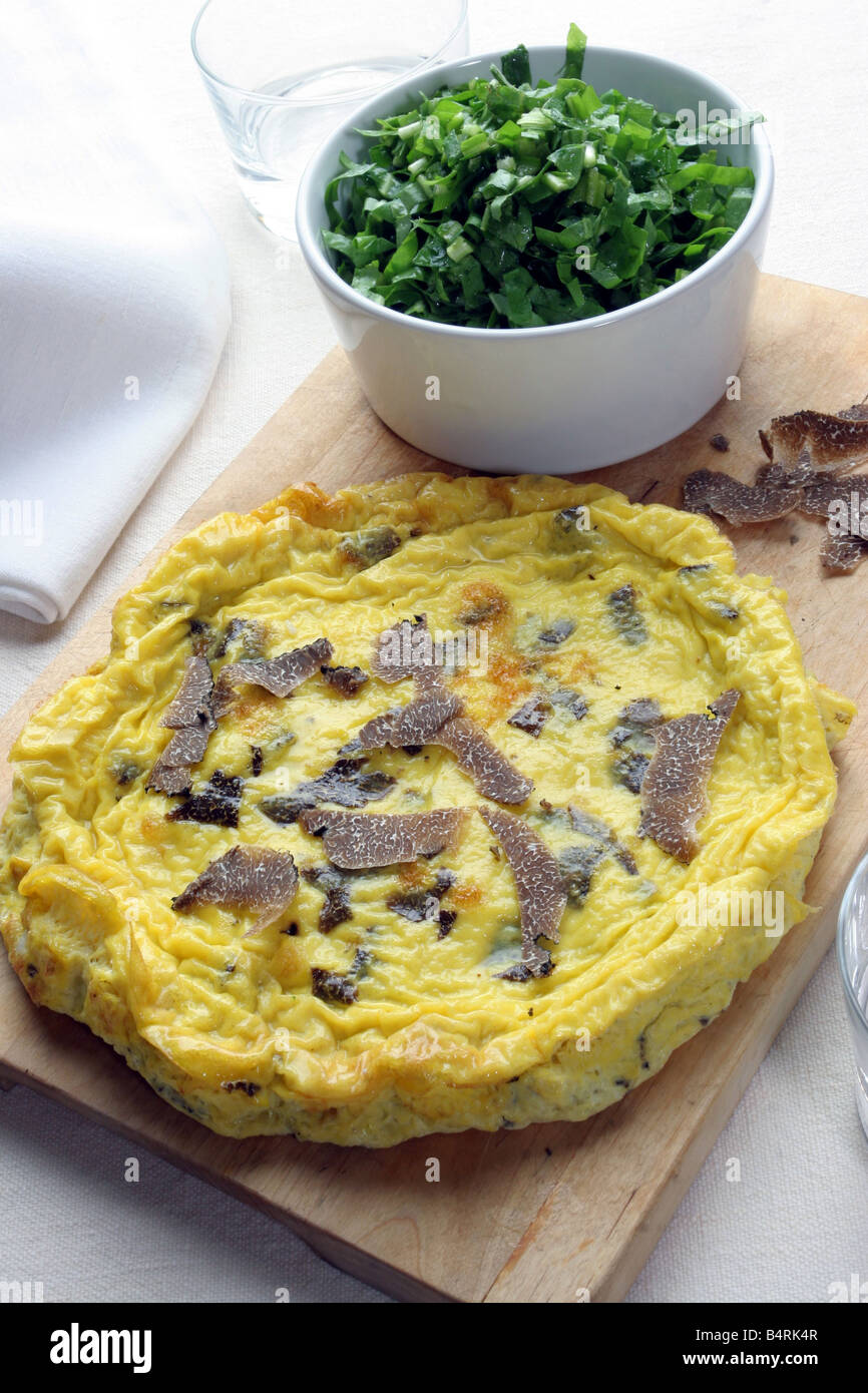 Black truffle's omelette with Cicorino saladItaly Stock Photo Alamy