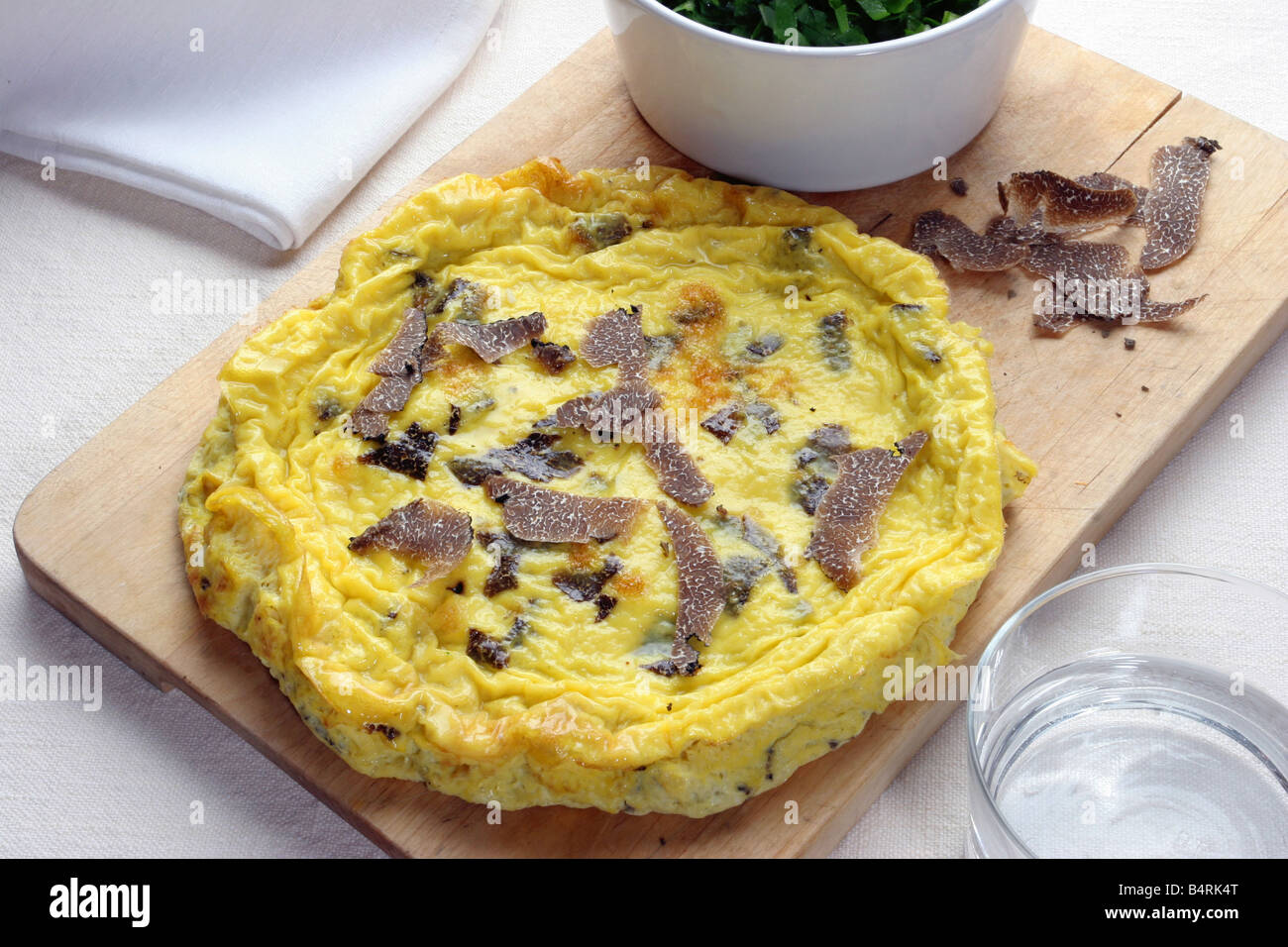 Black truffle's omelette with Cicorino saladItaly Stock Photo Alamy