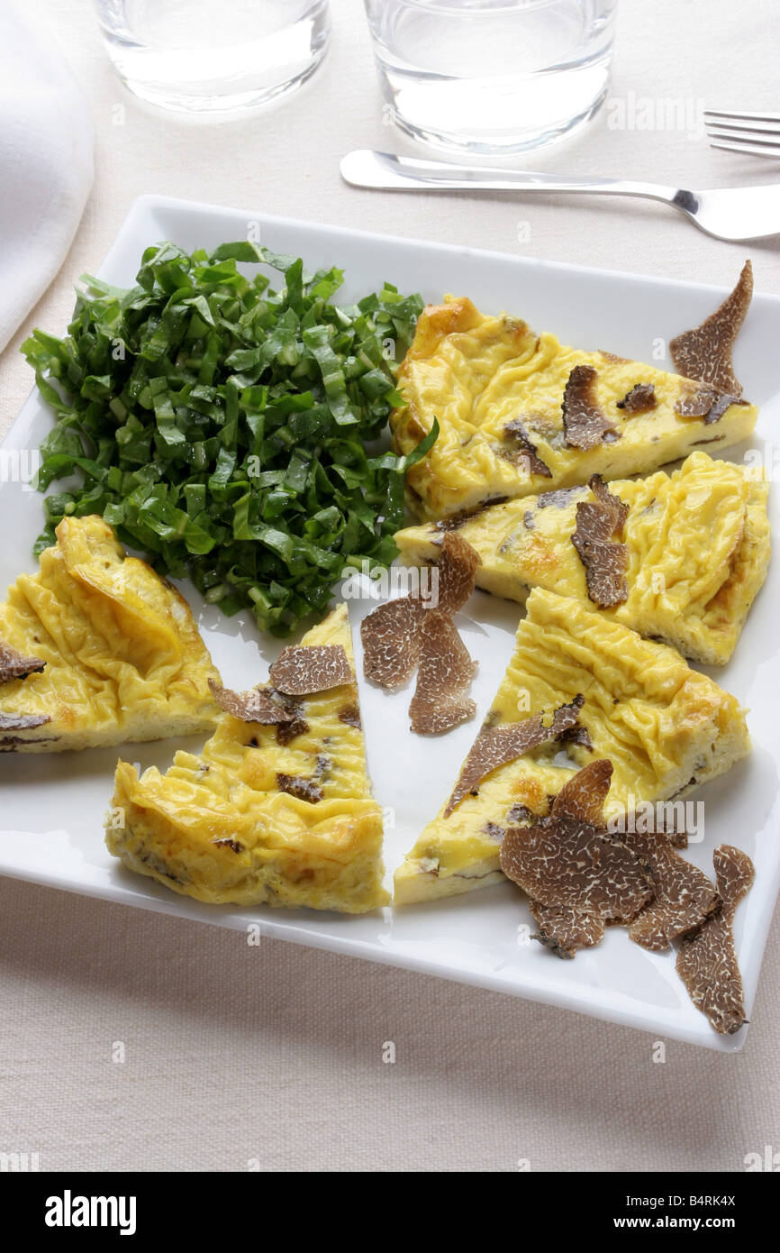 Black truffle's omelette with Cicorino saladItaly Stock Photo Alamy