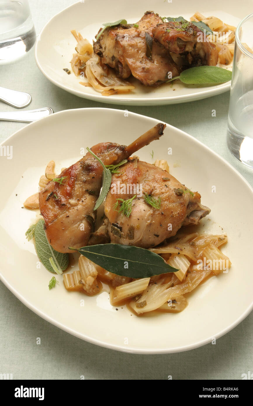 Rabbit stew with fennels and celery  Italy Stock Photo