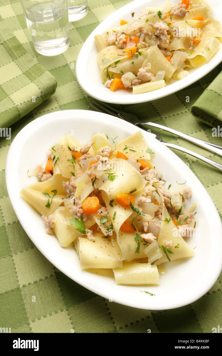 Pappardelle pasta with rabbit meat sauce Italy Stock Photo - Alamy