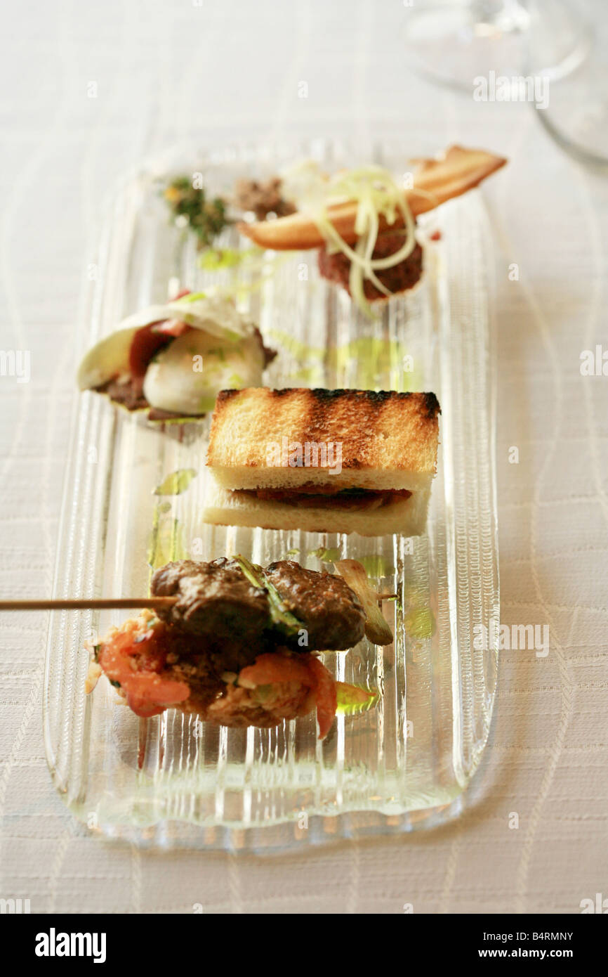 Beef in 4 bites  Il Pagliaccio restaurant  Via dei Banchi Vecchi 129a  Rome  Lazio  Italy Stock Photo