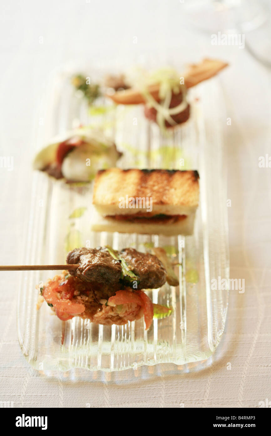 Beef in 4 bites  Il Pagliaccio restaurant  Via dei Banchi Vecchi 129a  Rome  Lazio  Italy Stock Photo