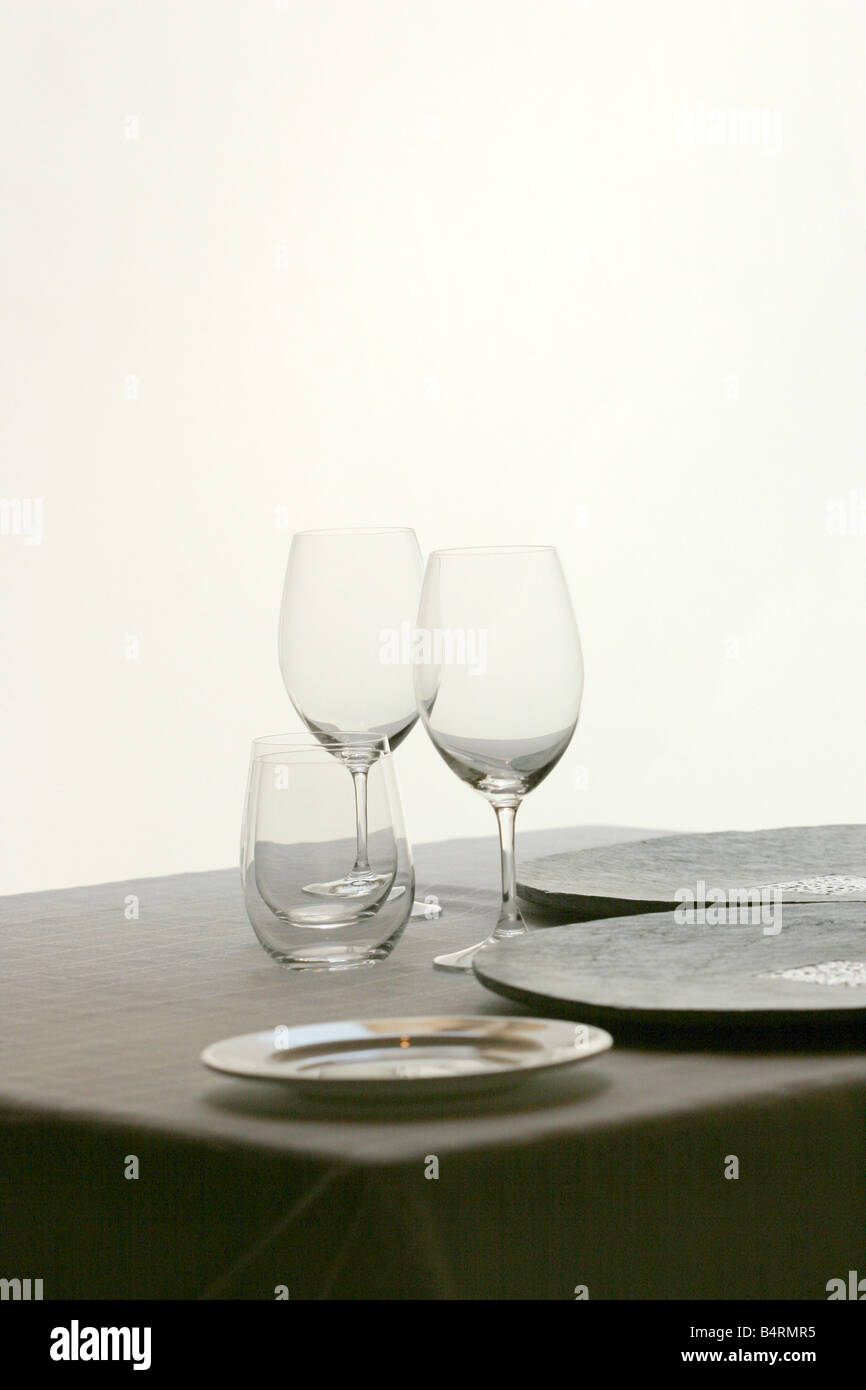 Plates and glasses  Il Pagliaccio restaurant  Via dei Banchi Vecchi 129a  Rome  Lazio  Italy Stock Photo