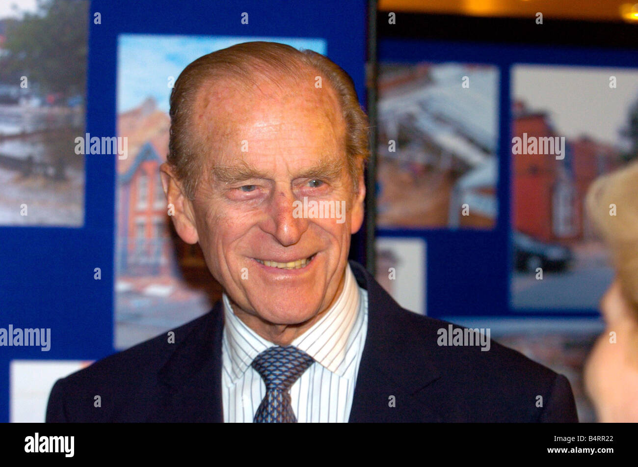 The Duke of Edinburgh on his vist to the Lahore Karahi restaurant in Ladypool road Birmingham to talk to residents and emergency services who were involved with the Tornado Stock Photo
