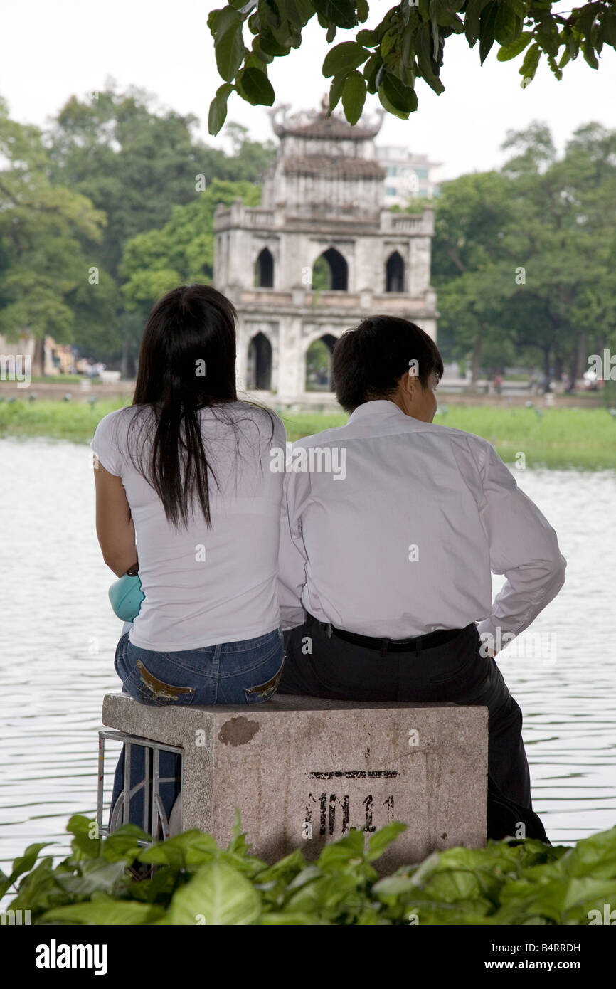 Tortoise Tower Hoam Kiem lake Hanoi Vietnam Stock Photo