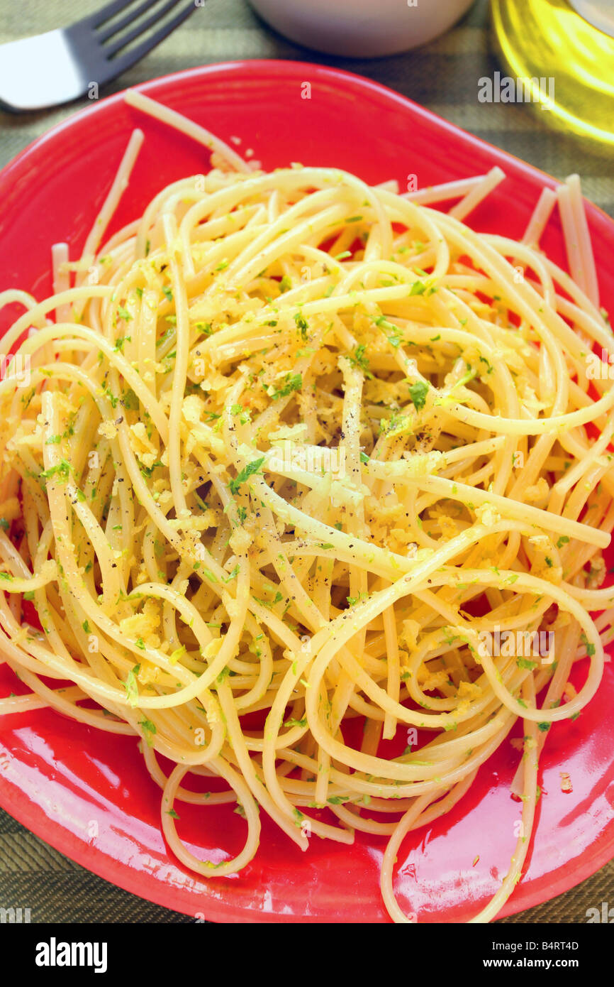 Linguine pasta with lemons Italy Stock Photo Alamy
